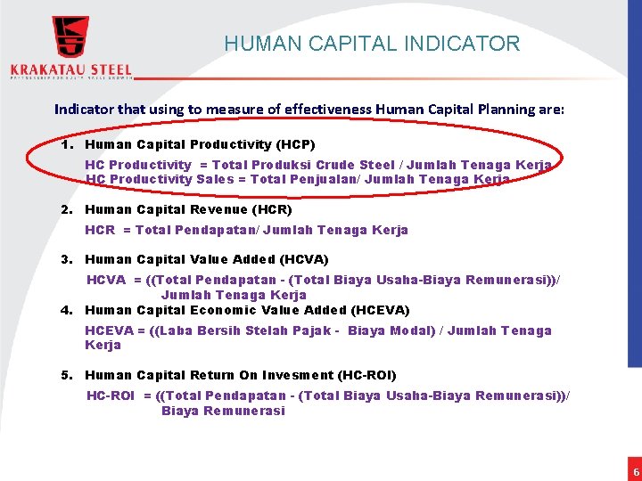 HUMAN CAPITAL INDICATOR Indicator that using to measure of effectiveness Human Capital Planning are: