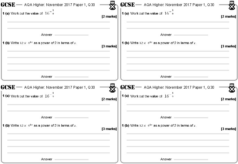 AQA Higher: November 2017 Paper 1, Q 30 1 (a) AQA Higher: November 2017