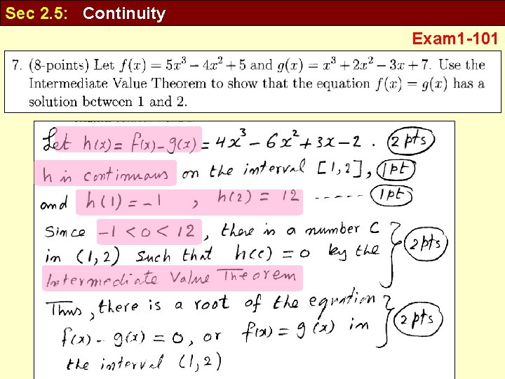 Sec 2. 5: Continuity Exam 1 -101 