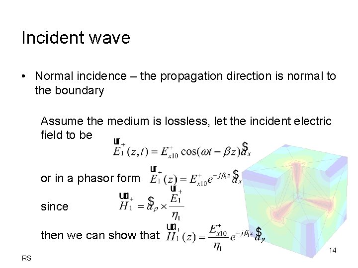 Incident wave • Normal incidence – the propagation direction is normal to the boundary