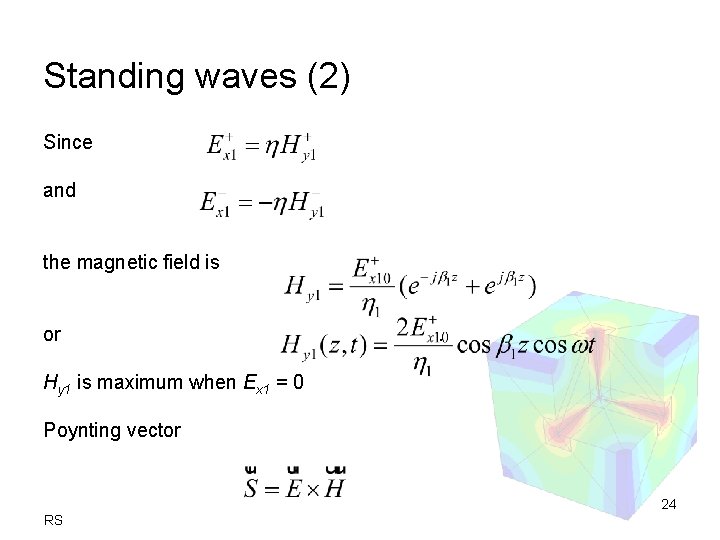 Standing waves (2) Since and , the magnetic field is or . Hy 1