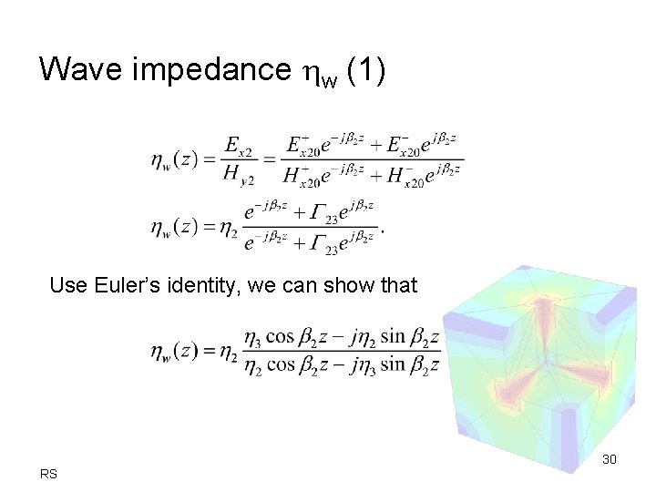 Wave impedance w (1) Use Euler’s identity, we can show that 30 RS 