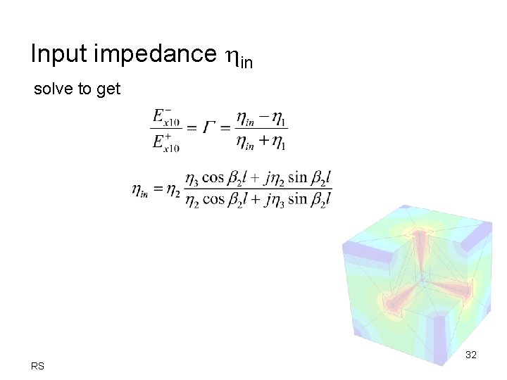 Input impedance in solve to get 32 RS 