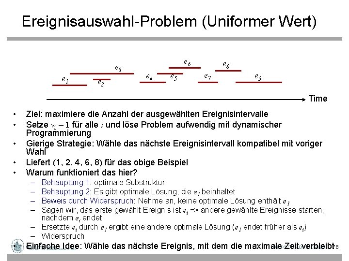 Ereignisauswahl-Problem (Uniformer Wert) e 3 e 1 e 2 e 6 e 4 e
