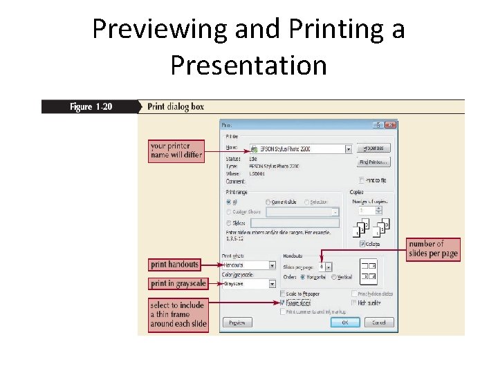 Previewing and Printing a Presentation Previewing and Printing a Presentation