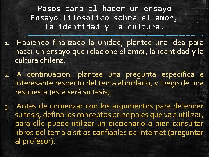 Pasos para el hacer un ensayo Ensayo filosófico sobre el amor, la identidad y