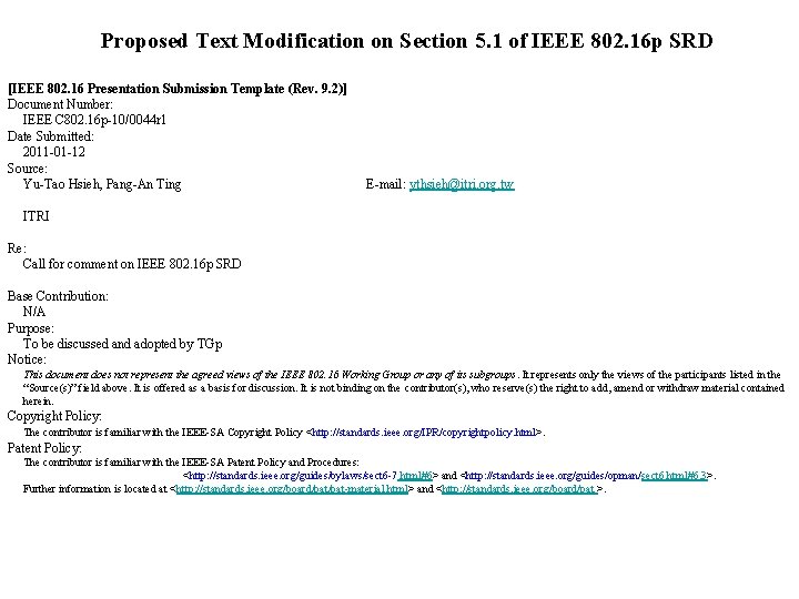 Proposed Text Modification on Section 5 1 of