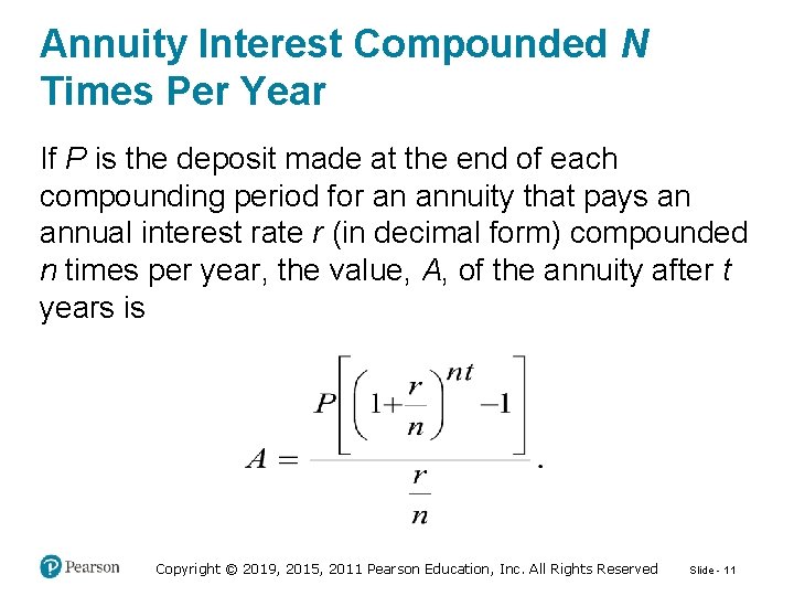 Annuity Interest Compounded N Times Per Year If P is the deposit made at
