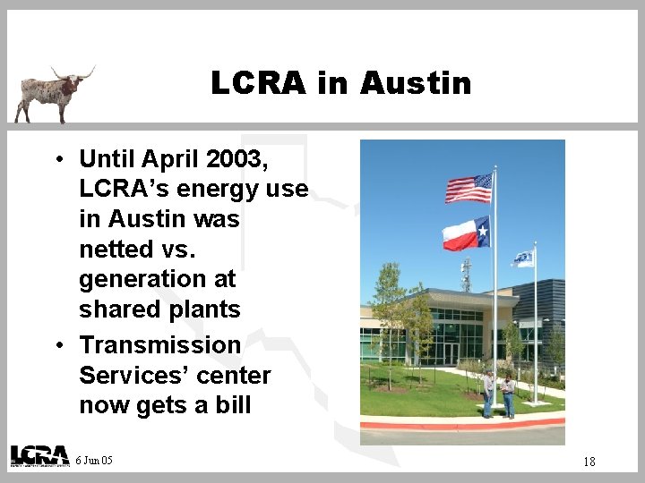LCRA in Austin • Until April 2003, LCRA’s energy use in Austin was netted