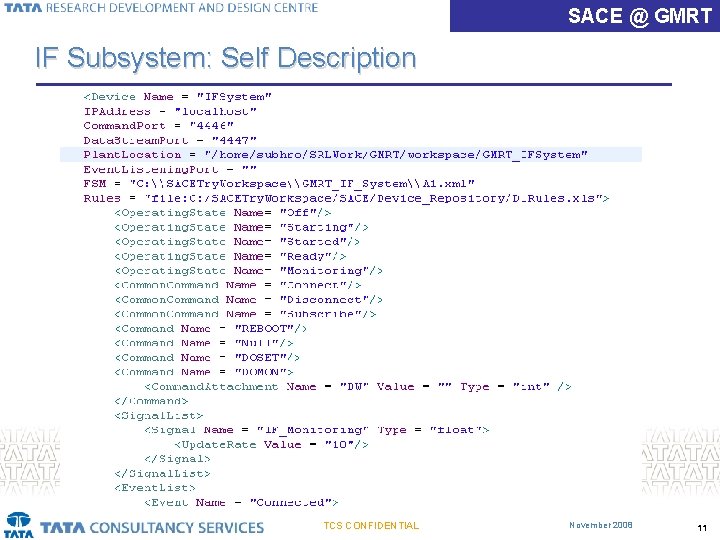 SACE @ GMRT IF Subsystem: Self Description TCS CONFIDENTIAL November 2008 11 SACE @ GMRT IF Subsystem: Self Description TCS CONFIDENTIAL November 2008 11