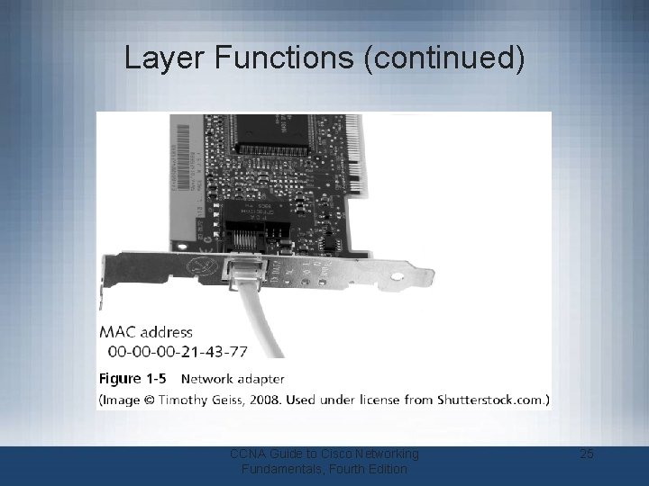 Layer Functions (continued) CCNA Guide to Cisco Networking Fundamentals, Fourth Edition 25 