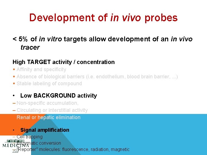 Development of in vivo probes < 5% of in vitro targets allow development of