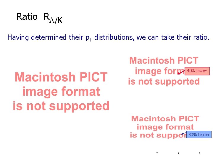 Ratio R /K Having determined their p. T distributions, we can take their ratio.