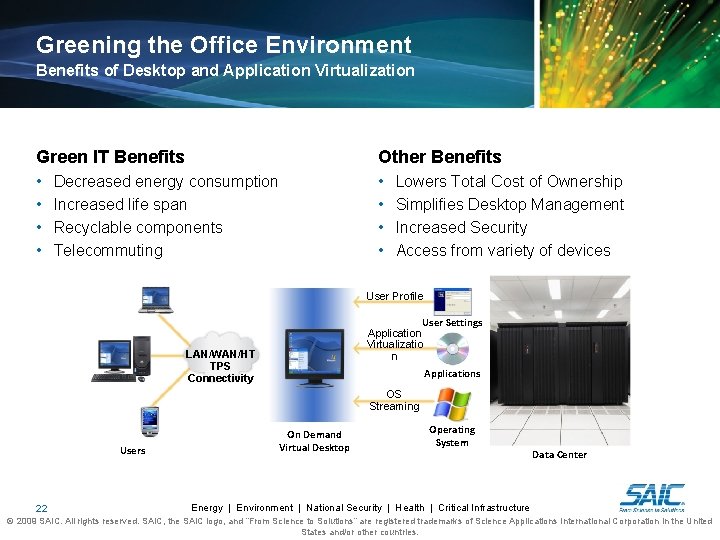 Greening the Office Environment Benefits of Desktop and Application Virtualization Green IT Benefits Other