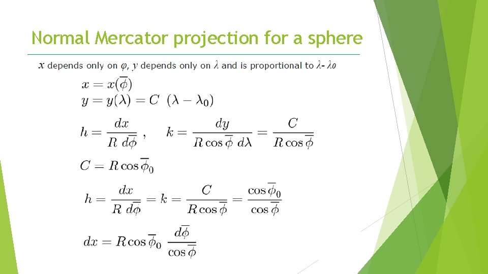 Normal Mercator projection for a sphere 