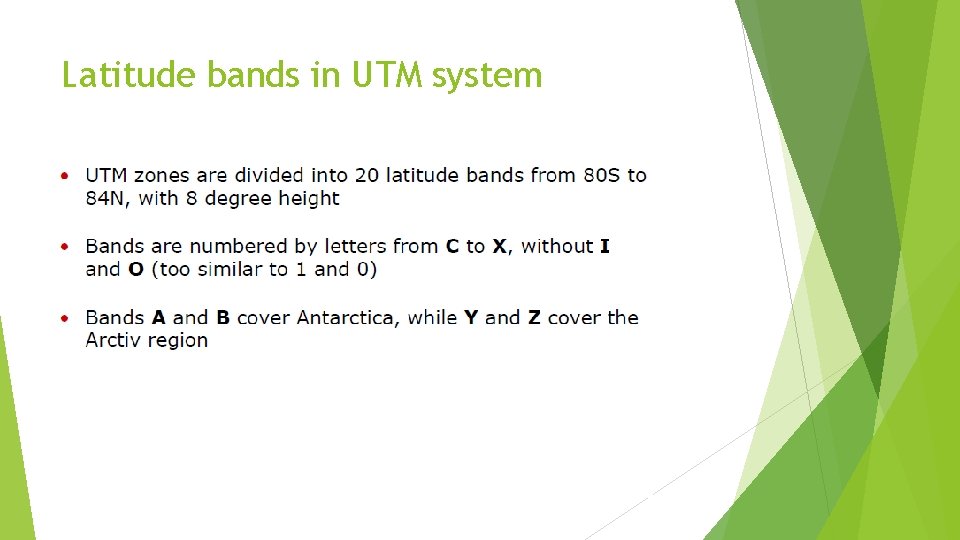 Latitude bands in UTM system 