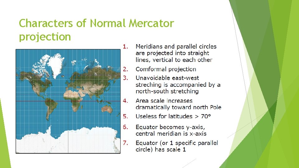 Characters of Normal Mercator projection 