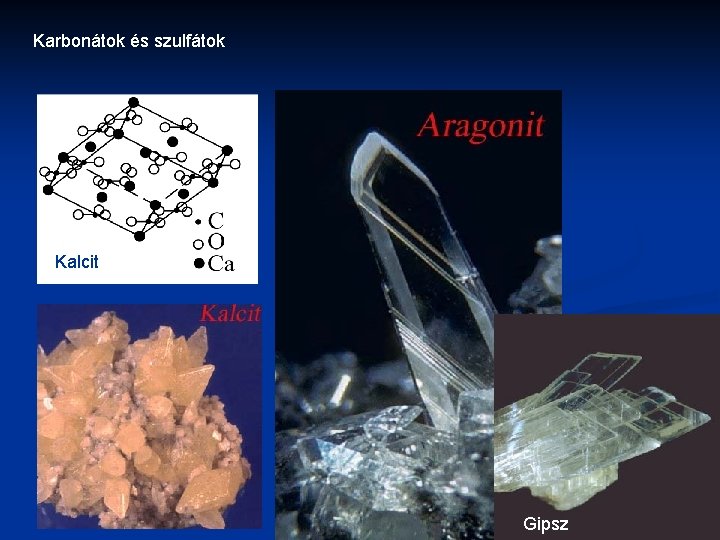 Karbonátok és szulfátok Kalcit Gipsz 