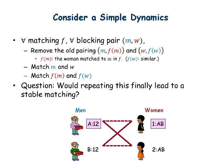 Consider a Simple Dynamics • Women Men A: 12 1: AB B: 12 2: Consider a Simple Dynamics • Women Men A: 12 1: AB B: 12 2: