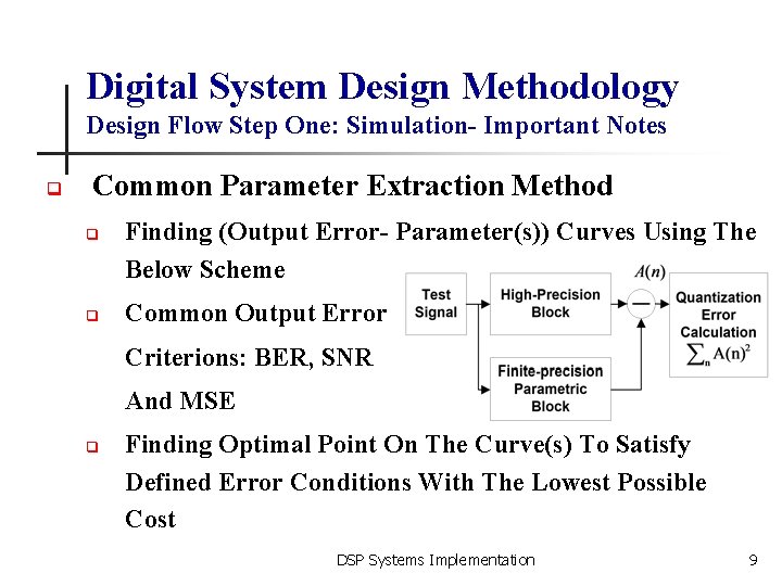 Digital System Design Methodology Design Flow Step One: Simulation- Important Notes q Common Parameter