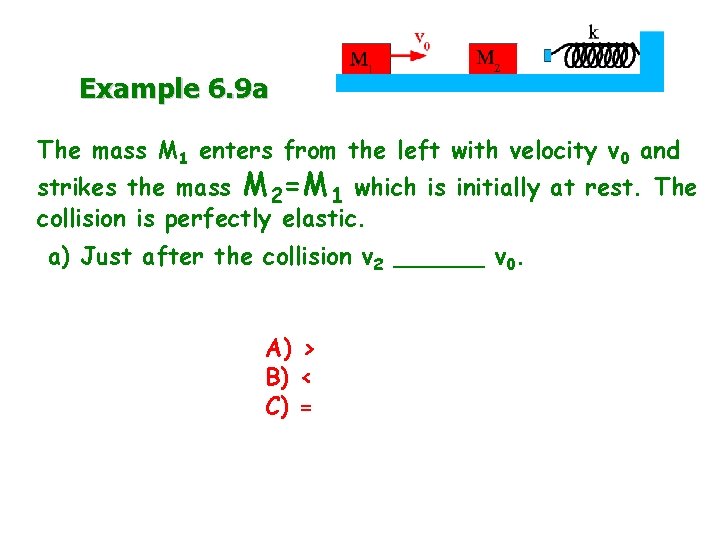 Example 6. 9 a The mass M 1 enters from the left with velocity