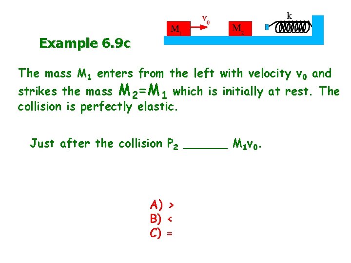 Example 6. 9 c The mass M 1 enters from the left with velocity