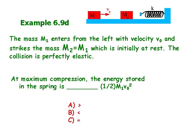 Example 6. 9 d The mass M 1 enters from the left with velocity
