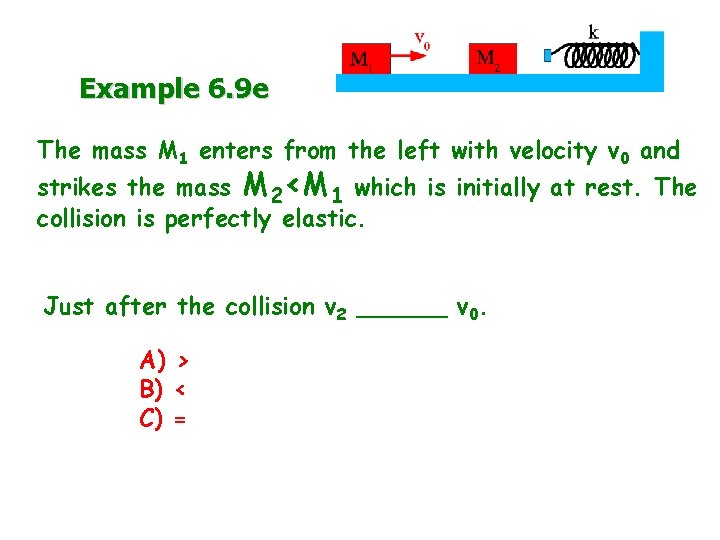 Example 6. 9 e The mass M 1 enters from the left with velocity