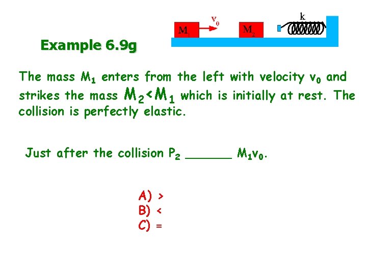 Example 6. 9 g The mass M 1 enters from the left with velocity