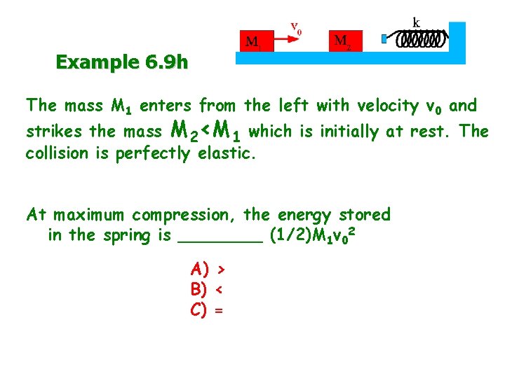 Example 6. 9 h The mass M 1 enters from the left with velocity