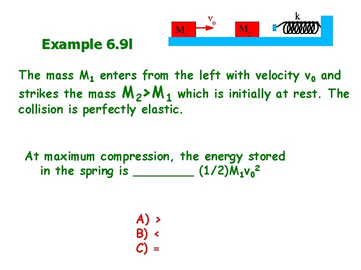 Example 6. 9 l The mass M 1 enters from the left with velocity