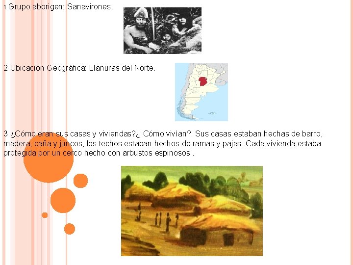 1 Grupo aborigen: Sanavirones. 2 Ubicación Geográfica: Llanuras del Norte. 3 ¿Cómo eran sus