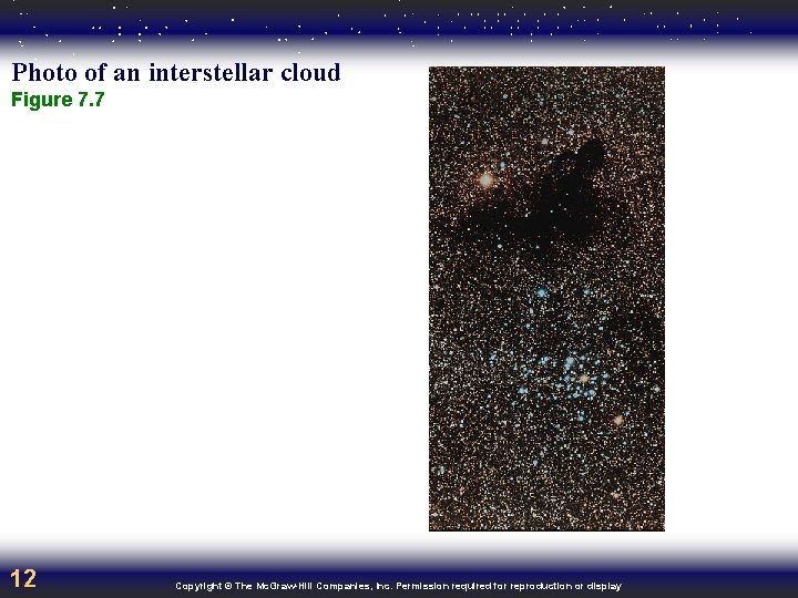 Photo of an interstellar cloud Figure 7. 7 12 Copyright © The Mc. Graw-Hill