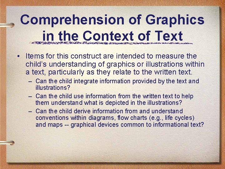 Comprehension of Graphics in the Context of Text • Items for this construct are