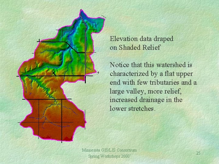 Elevation data draped on Shaded Relief Notice that this watershed is characterized by a