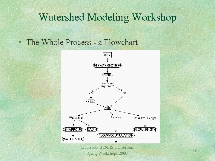 Watershed Modeling Workshop § The Whole Process - a Flowchart Minnesota GIS/LIS Consortium Spring