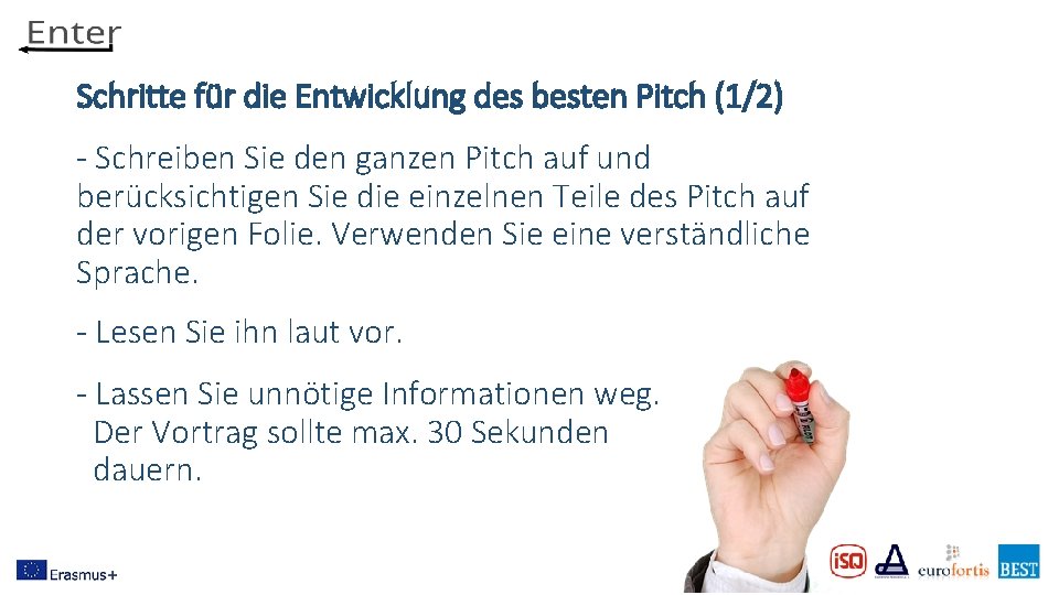 Schritte für die Entwicklung des besten Pitch (1/2) - Schreiben Sie den ganzen Pitch