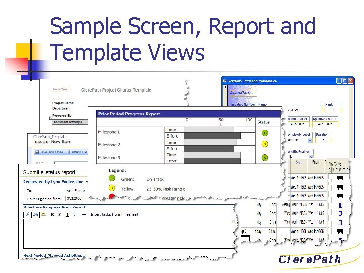 Sample Screen, Report and Template Views 