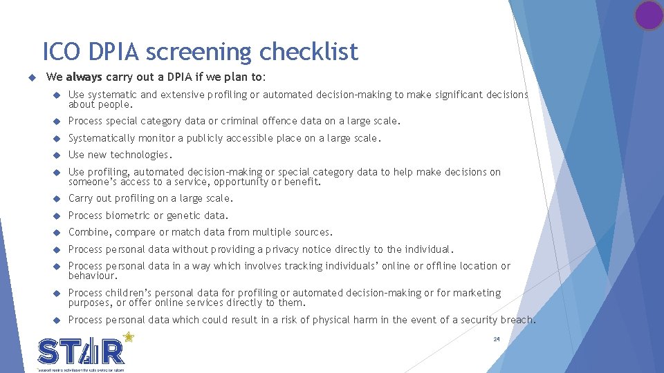 ICO DPIA screening checklist We always carry out a DPIA if we plan to: