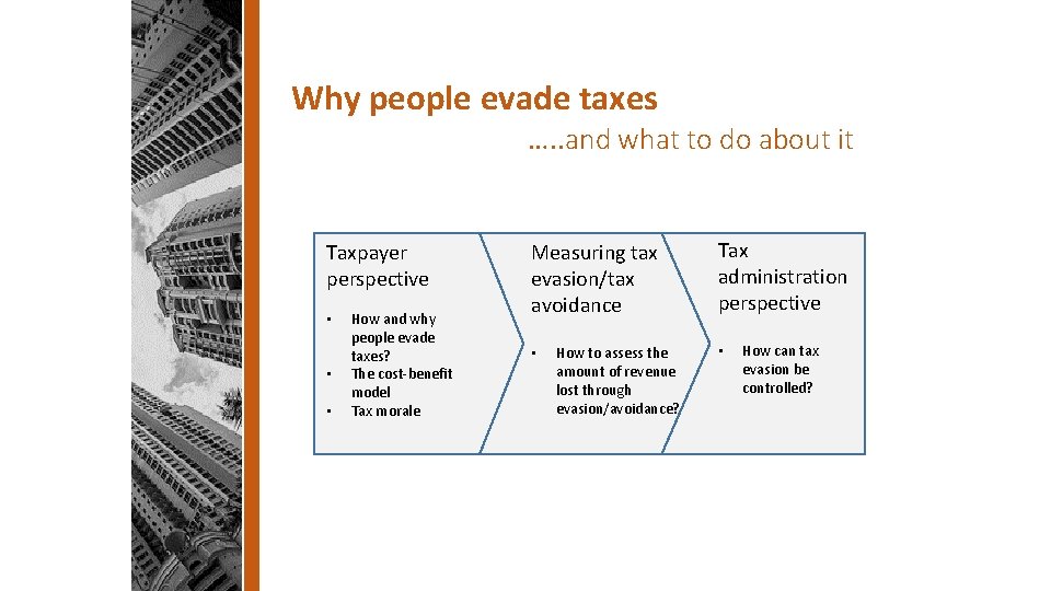 Why people evade taxes …. . and what to do about it Taxpayer perspective