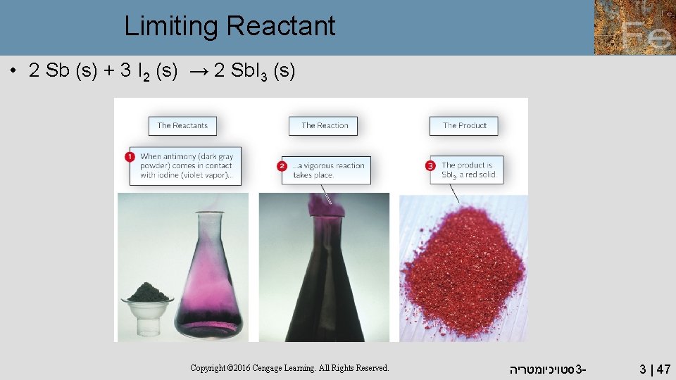 Limiting Reactant • 2 Sb (s) + 3 I 2 (s) → 2 Sb.