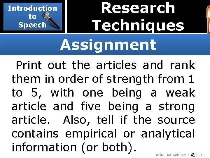 Introduction to Speech Research Techniques Assignment Print out the articles and rank them in