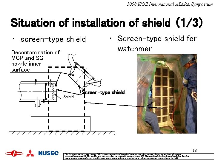 2008 ISOE International ALARA Symposium Situation of installation of shield （1/3） • screen-type shield