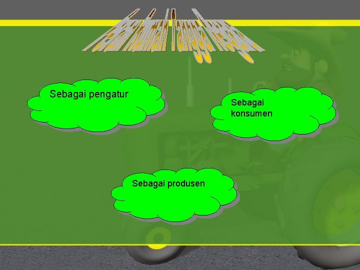 Sebagai pengatur Sebagai konsumen Sebagai produsen 