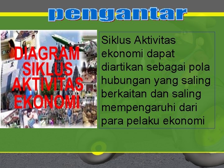 Siklus Aktivitas ekonomi dapat diartikan sebagai pola hubungan yang saling berkaitan dan saling mempengaruhi