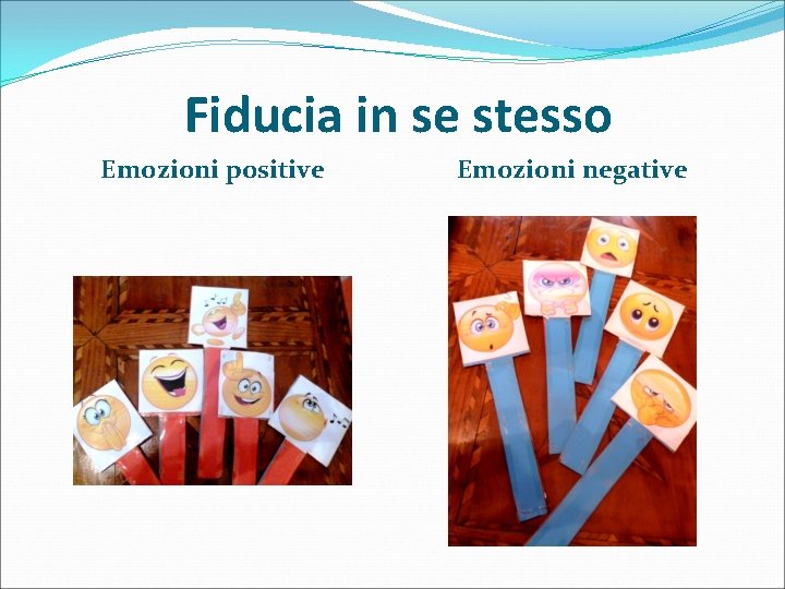 Fiducia in se stesso Emozioni positive Emozioni negative 