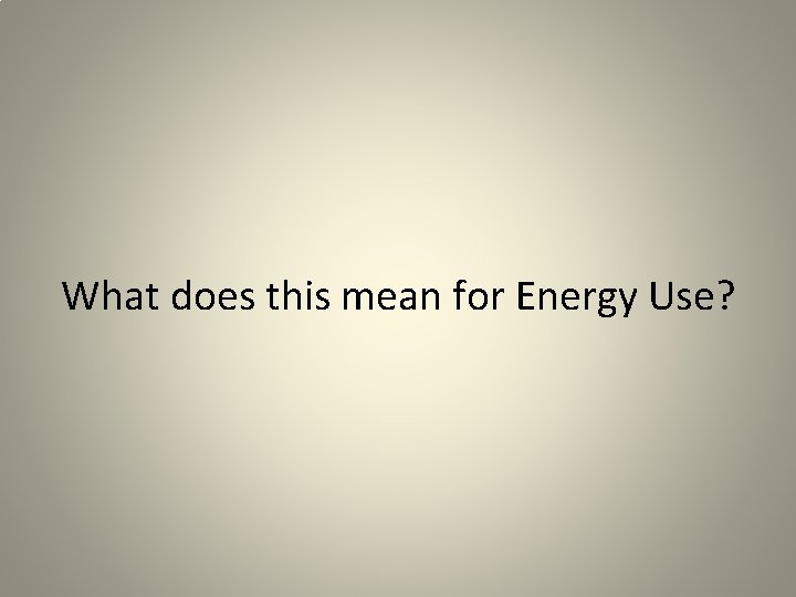 What does this mean for Energy Use? 