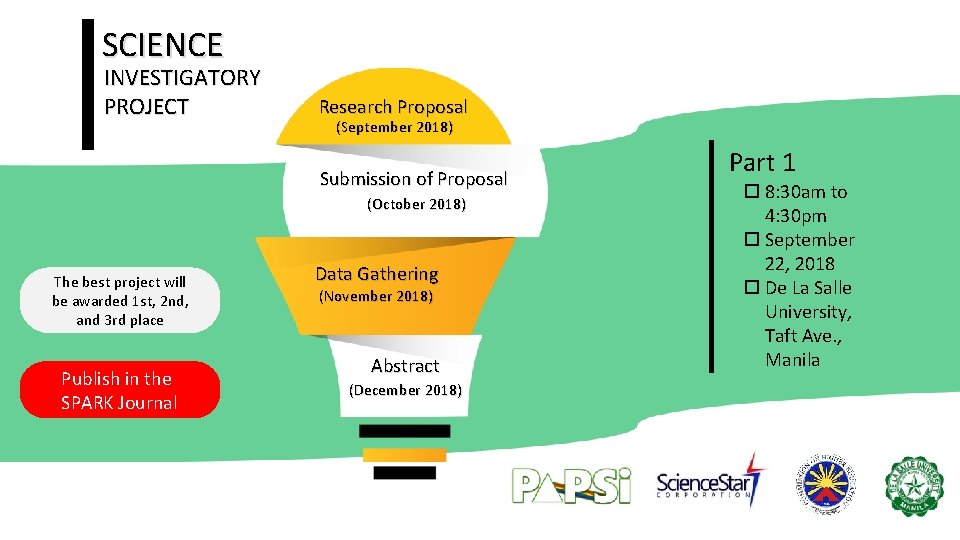 SCIENCE INVESTIGATORY PROJECT Research Proposal (September 2018) Submission of Proposal (October 2018) The best