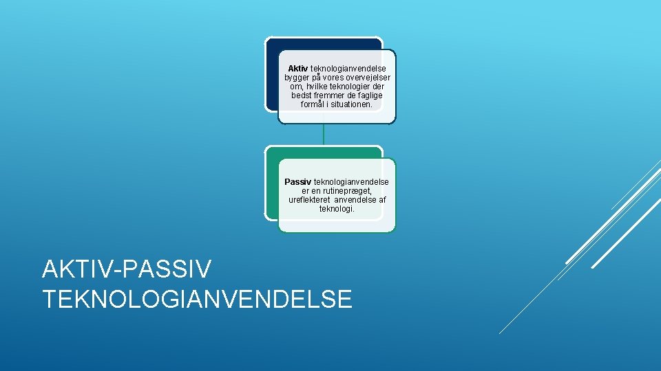 Aktiv teknologianvendelse bygger på vores overvejelser om, hvilke teknologier der bedst fremmer de faglige