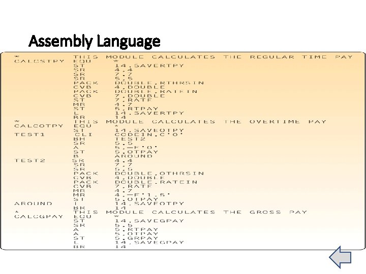 Assembly Language Assembly Language